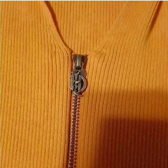 EUC- WOMEN'S XL HARLEY DAVIDSON ORANGE SLEEVELESS SWEATER -DOUBLE
ZIPPER - Picture 4 of 7